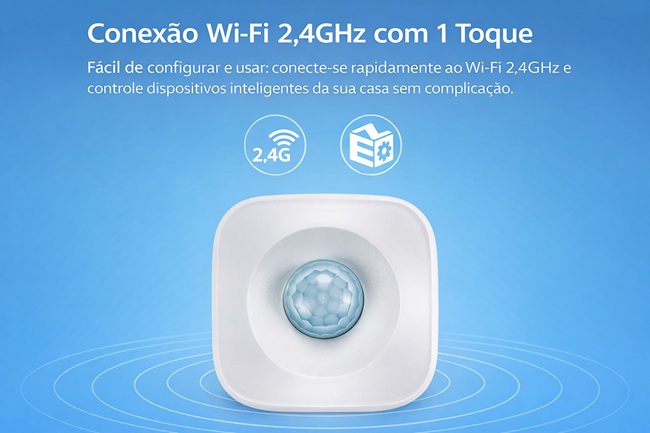 Sensor de Movimento Inteligente Wi-Fi Tuya (Smart Life)